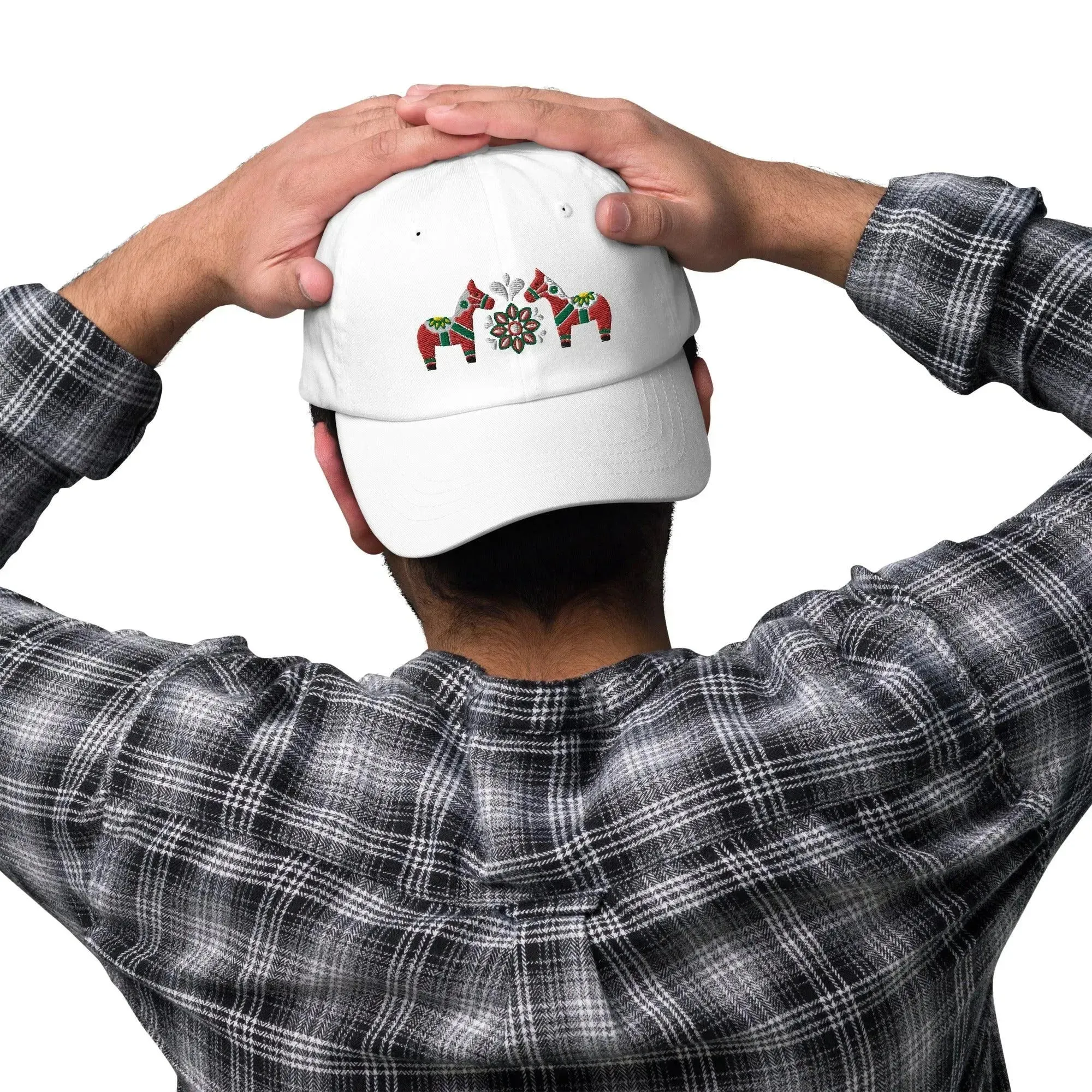 Swedish Dala Horse Embroidered Dad Hat - Red