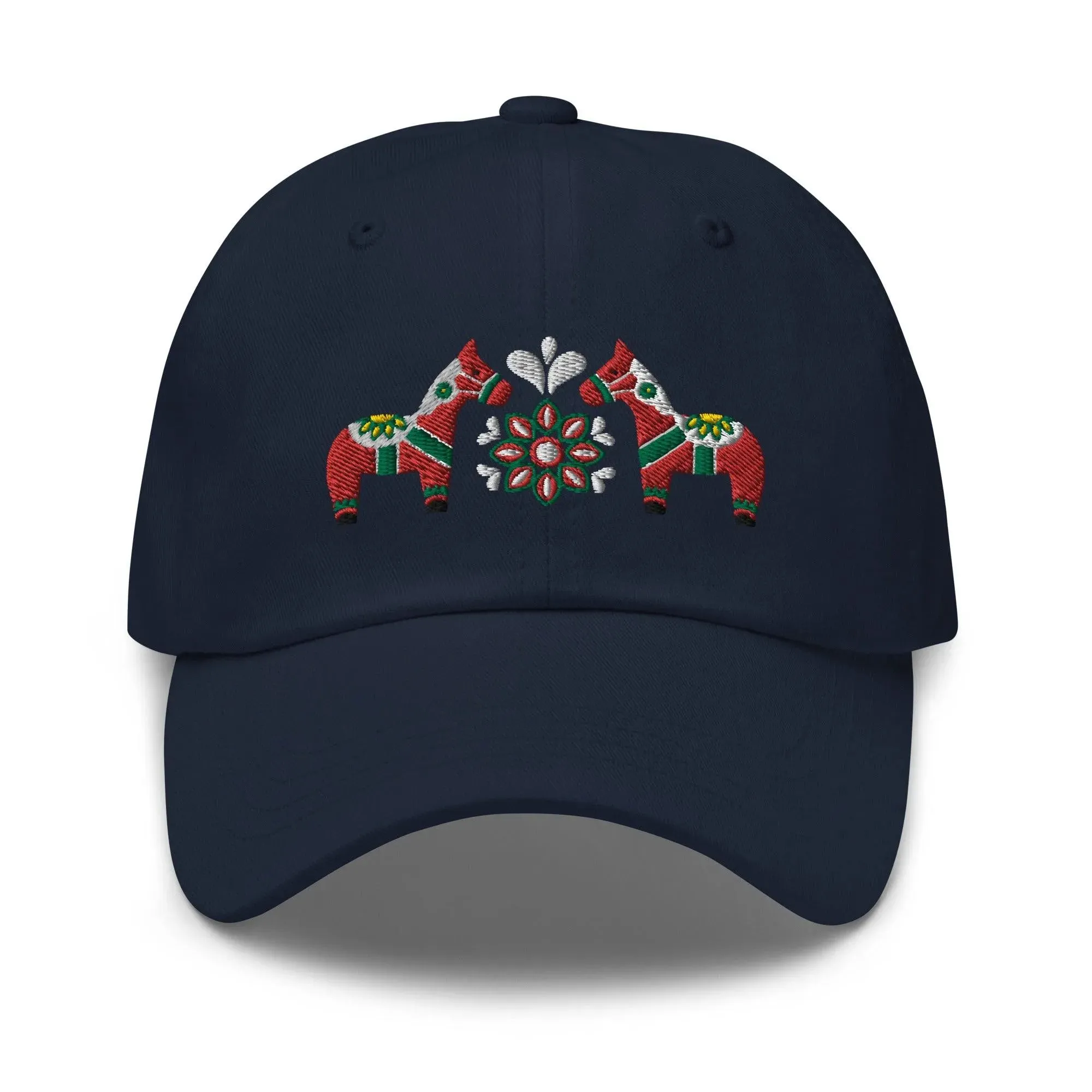 Swedish Dala Horse Embroidered Dad Hat - Red