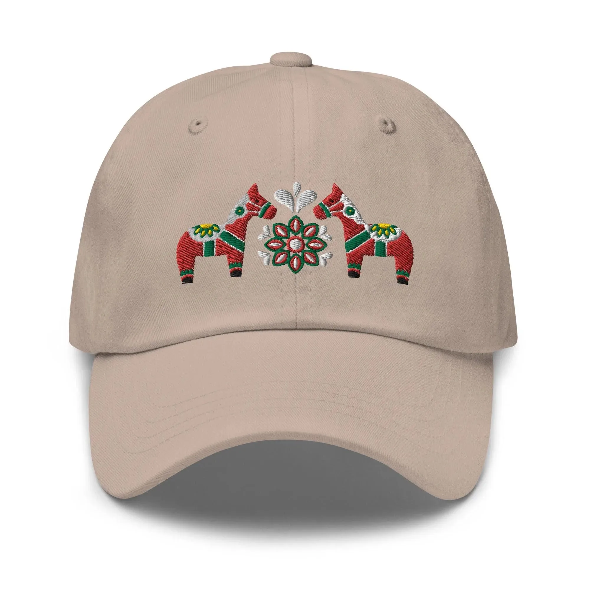 Swedish Dala Horse Embroidered Dad Hat - Red