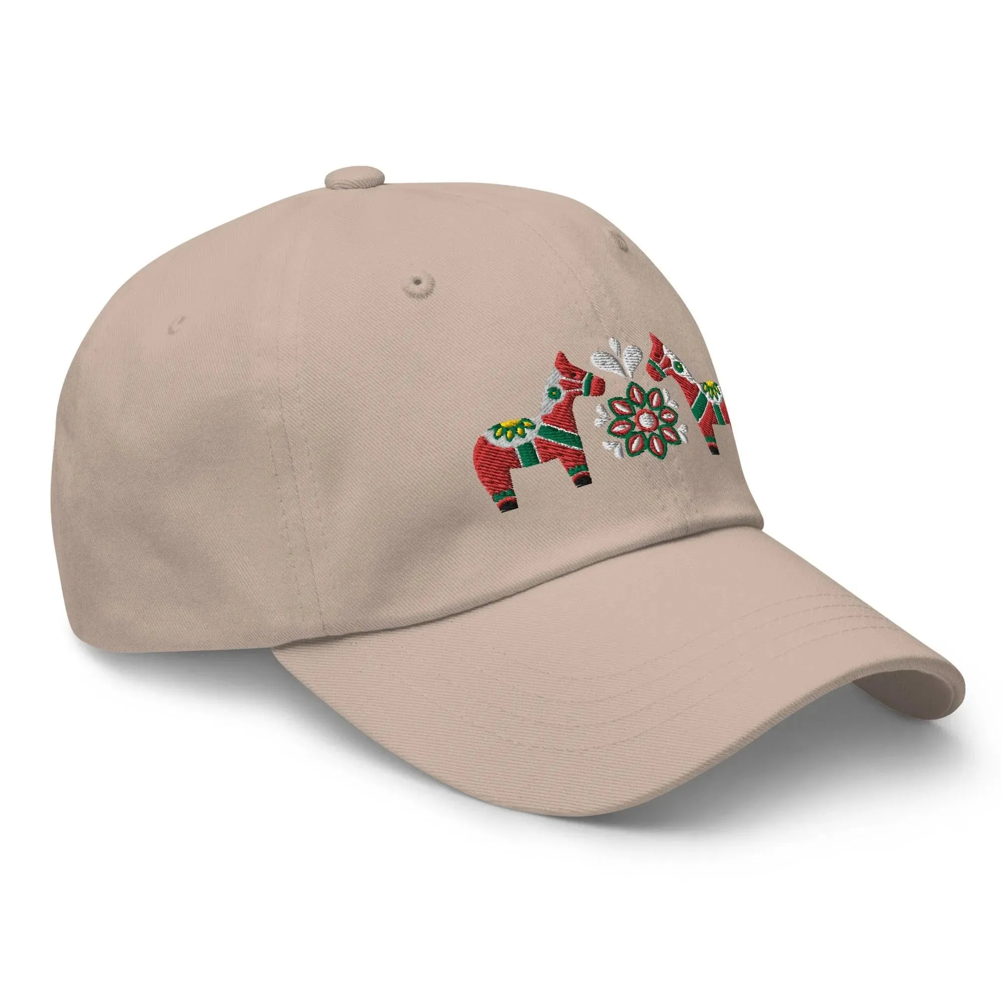 Swedish Dala Horse Embroidered Dad Hat - Red