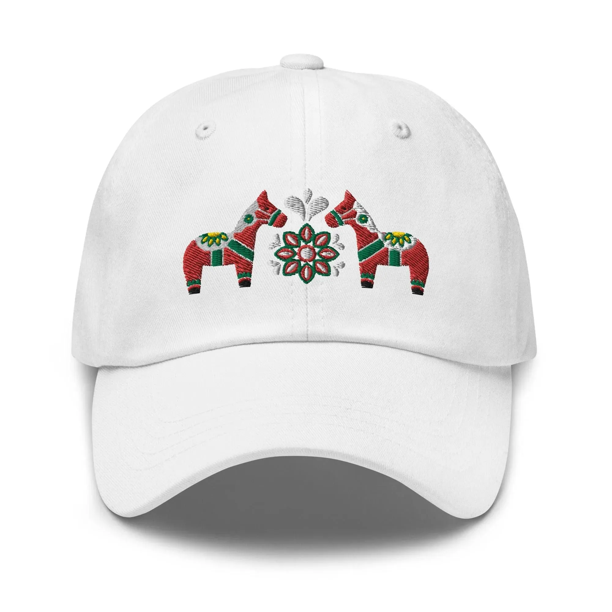Swedish Dala Horse Embroidered Dad Hat - Red