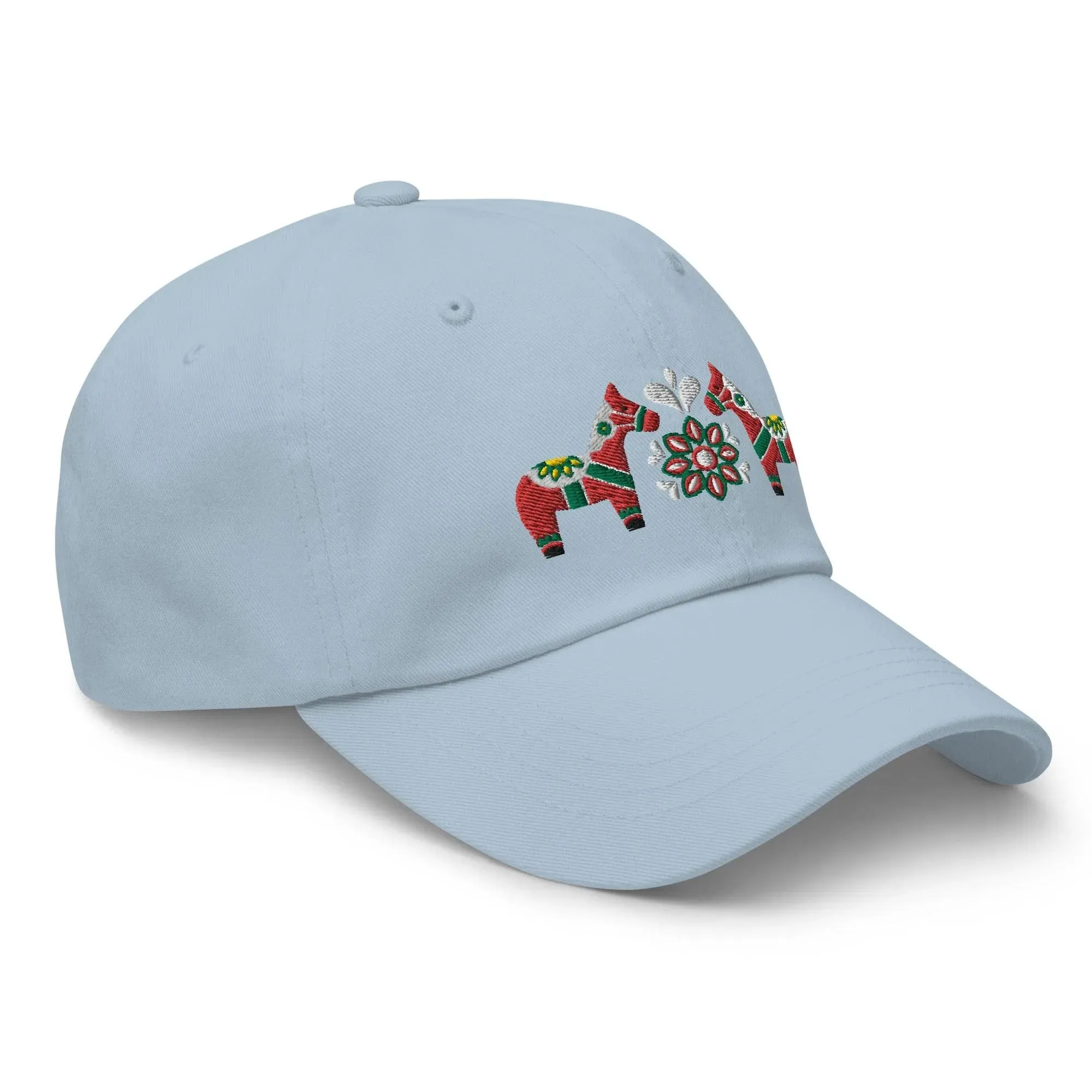 Swedish Dala Horse Embroidered Dad Hat - Red
