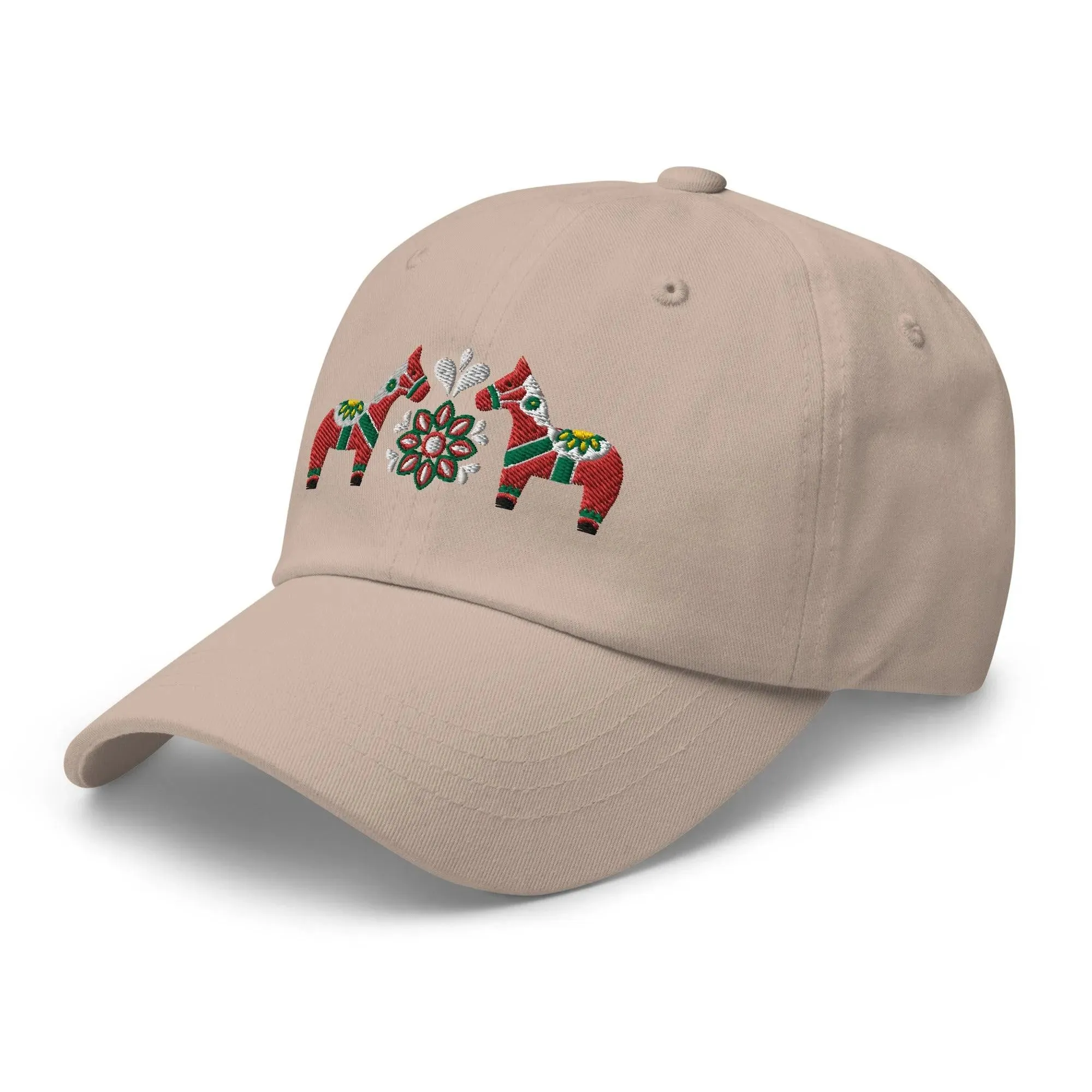 Swedish Dala Horse Embroidered Dad Hat - Red
