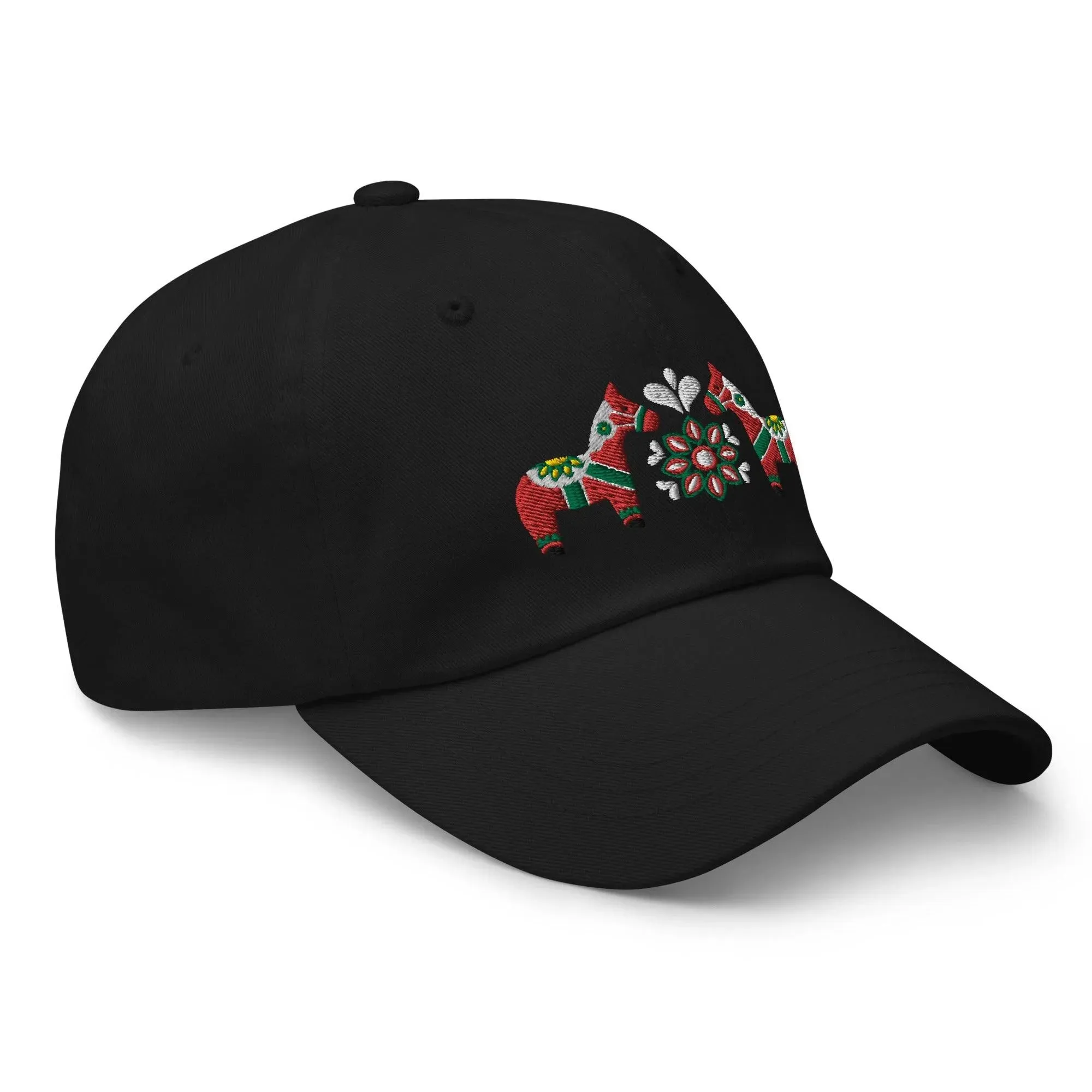 Swedish Dala Horse Embroidered Dad Hat - Red