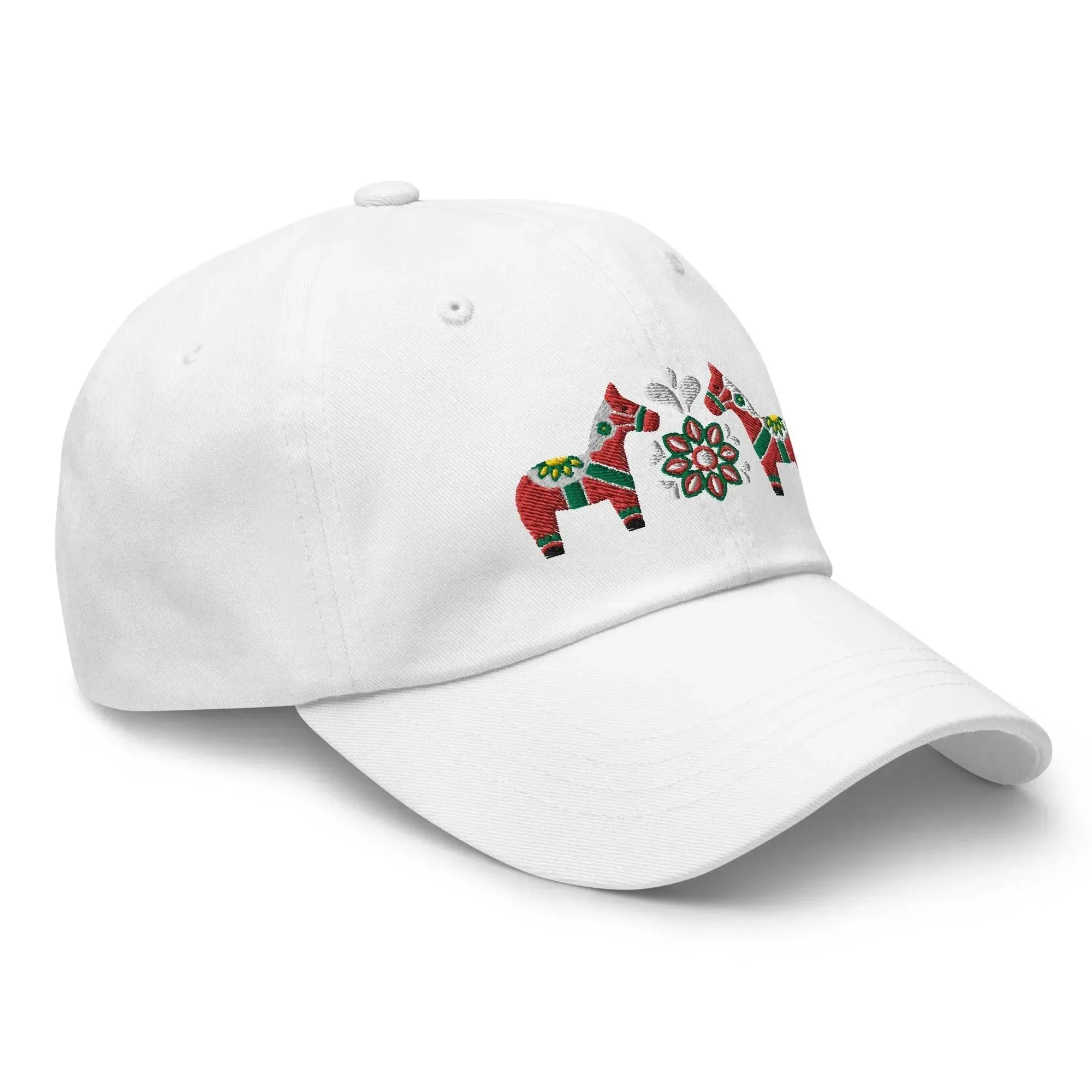 Swedish Dala Horse Embroidered Dad Hat - Red