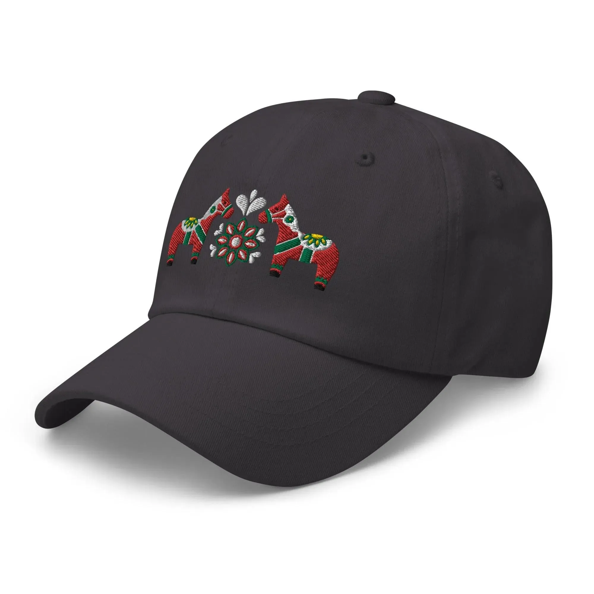 Swedish Dala Horse Embroidered Dad Hat - Red