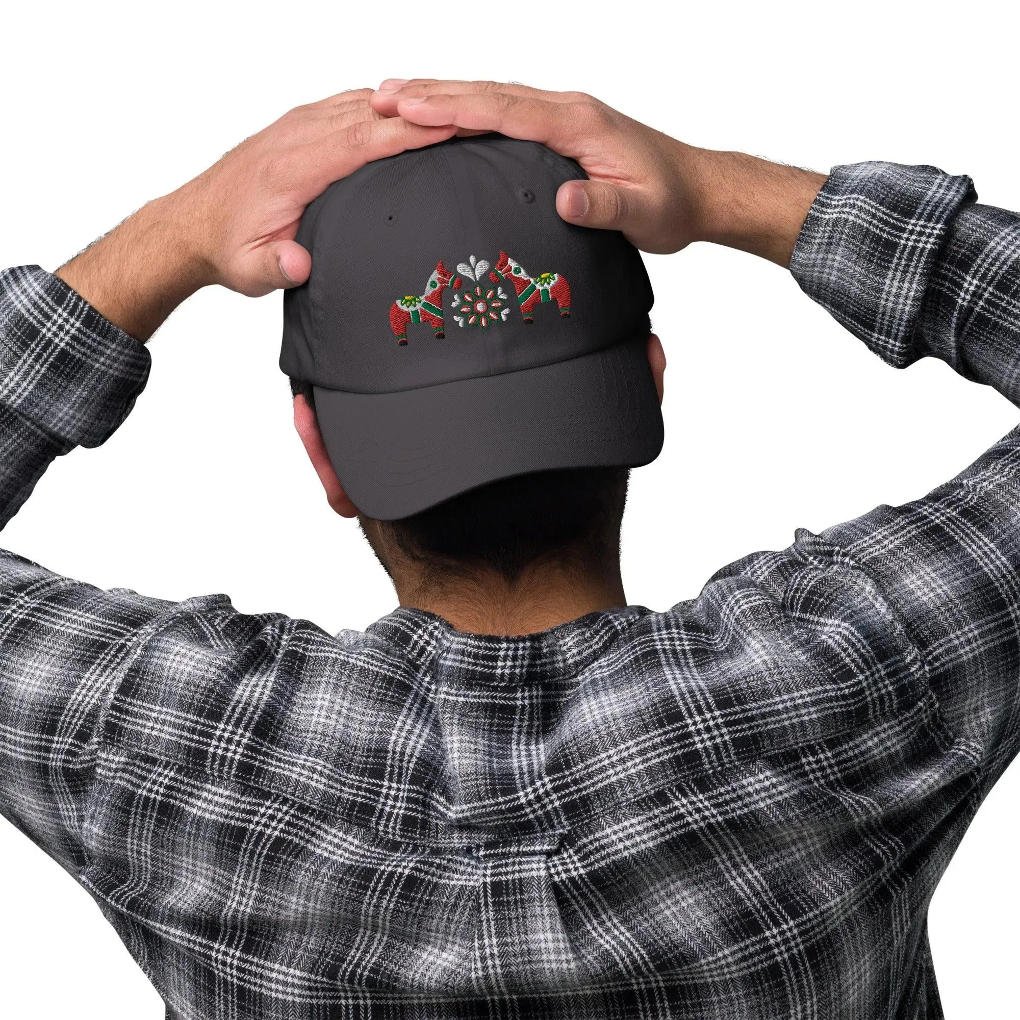Swedish Dala Horse Embroidered Dad Hat - Red