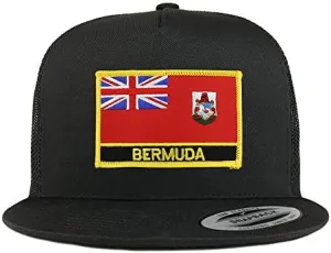 Trendy Apparel Shop Bermuda Flag 5 Panel Flatbill Trucker Mesh Snapback Cap
