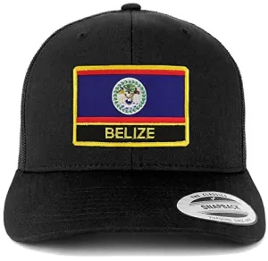 Trendy Apparel Shop Flexfit XXL Belize Flag Retro Trucker Mesh Cap