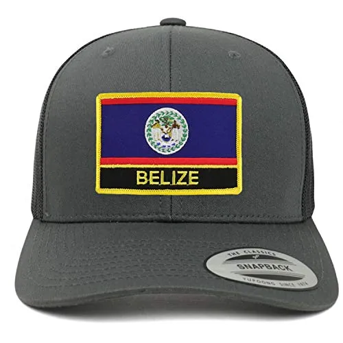 Trendy Apparel Shop Flexfit XXL Belize Flag Retro Trucker Mesh Cap