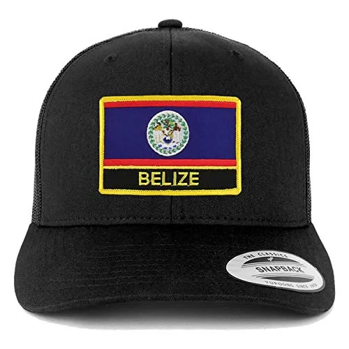 Trendy Apparel Shop Flexfit XXL Belize Flag Retro Trucker Mesh Cap
