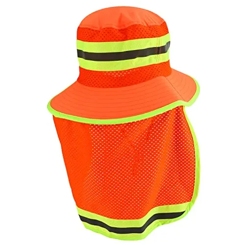 Trendy Apparel Shop XXL Visibility Reflective Sun Bucket Hat with Neck Flap
