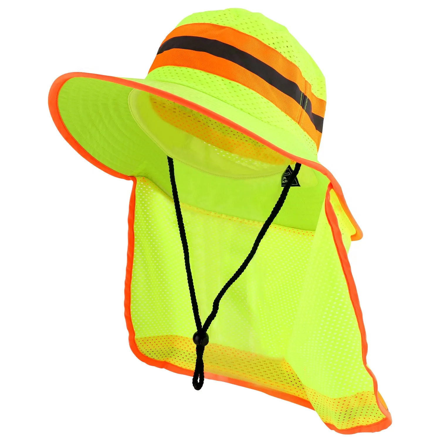 Trendy Apparel Shop XXL Visibility Reflective Sun Bucket Hat with Neck Flap