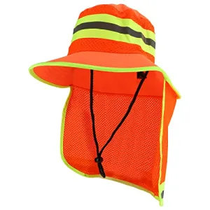 Trendy Apparel Shop XXL Visibility Reflective Sun Bucket Hat with Neck Flap