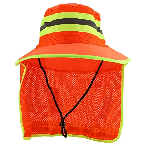 Trendy Apparel Shop XXL Visibility Reflective Sun Bucket Hat with Neck Flap