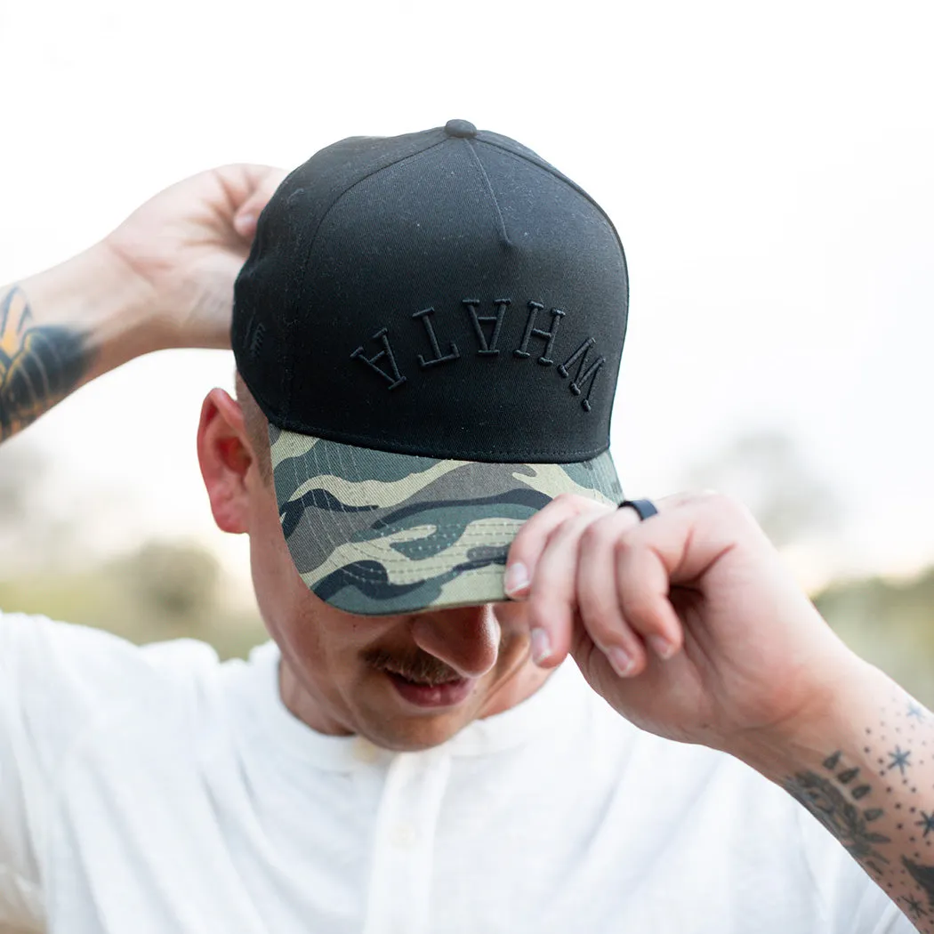 True Brvnd® Black Camo Whataburger Hat