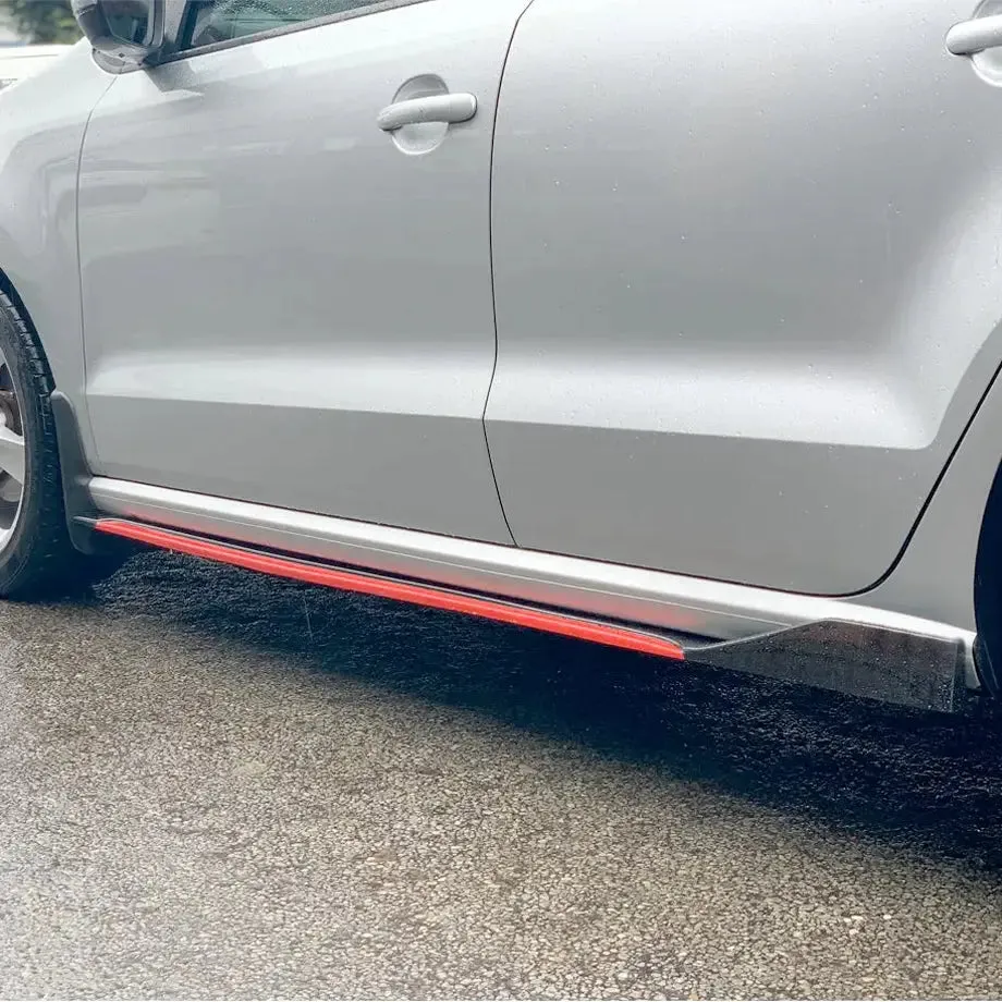 Universal 8-Piece Gloss Black With Red Trim Side Skirts Extensions
