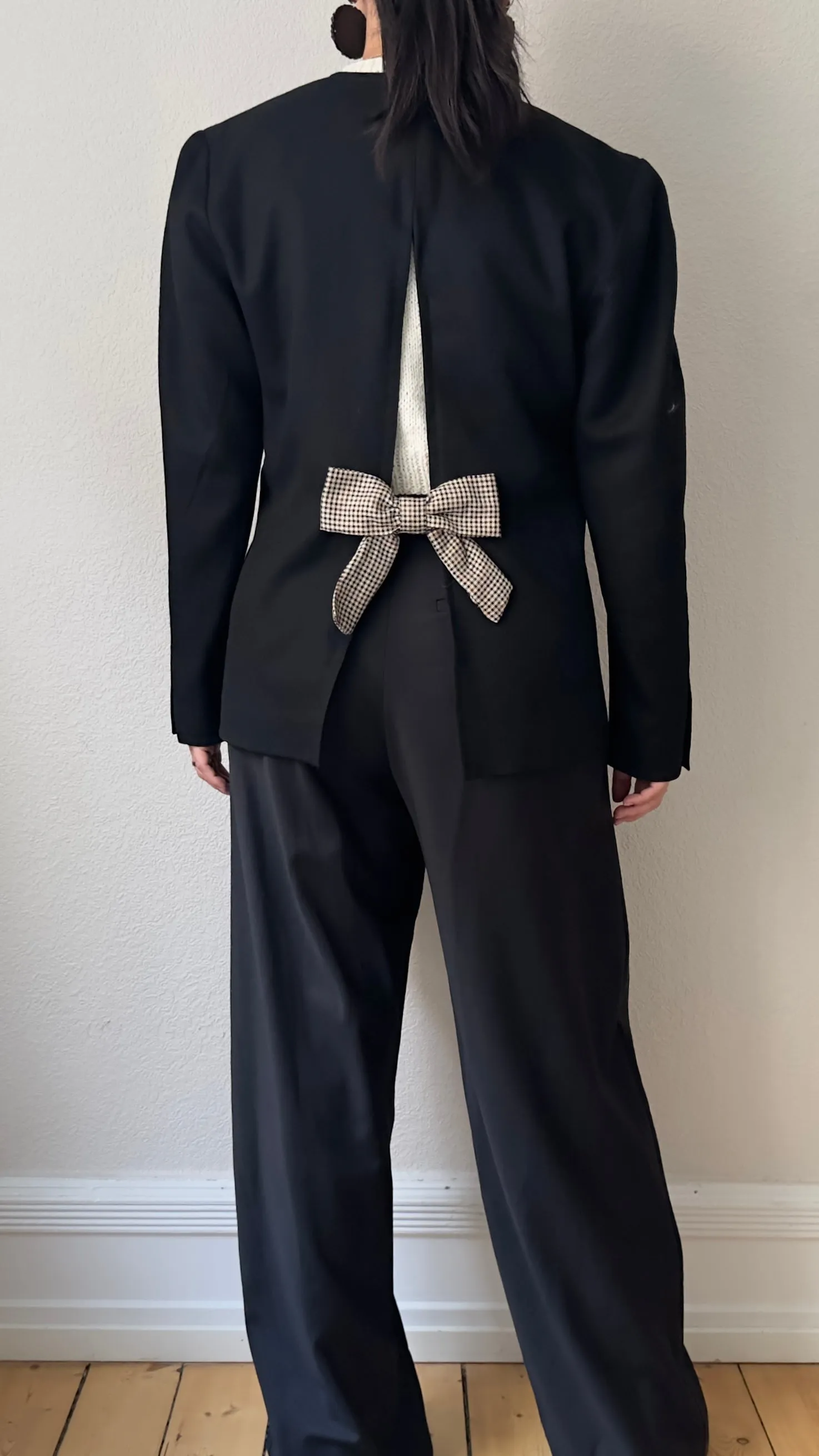 Upcycled Bow Blazer Black/houndstooth, Upcycled - size M