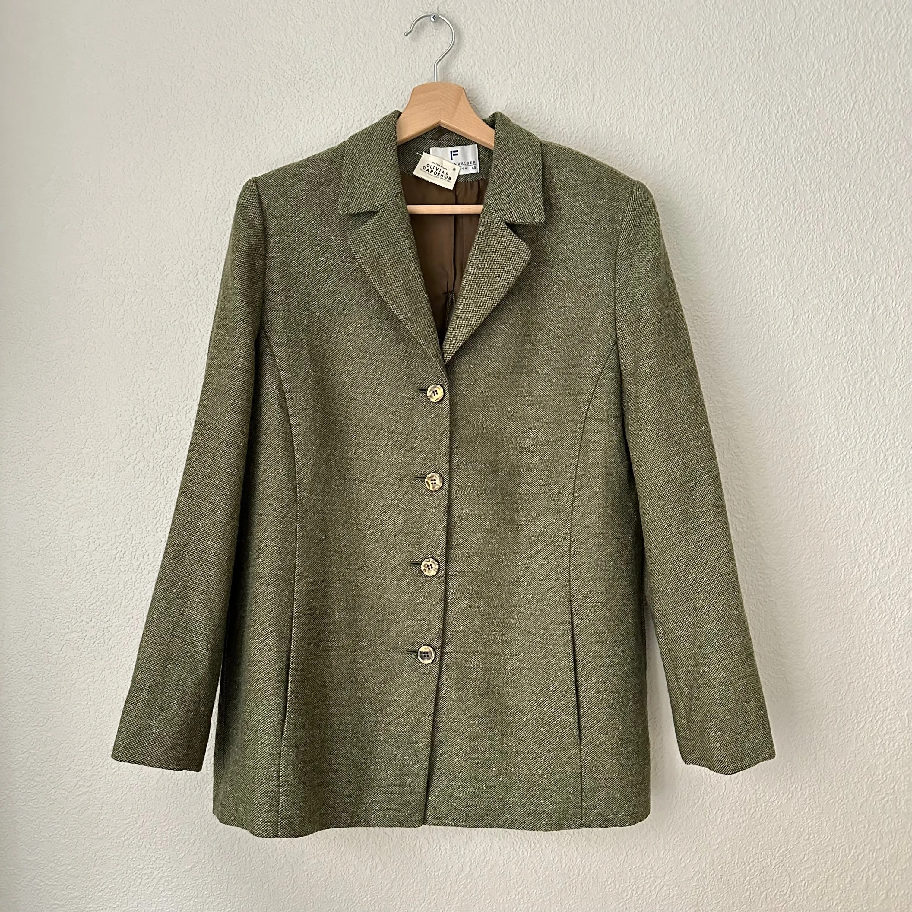 Upcycled Bow Blazer Boucle Green/Golden, size S-M