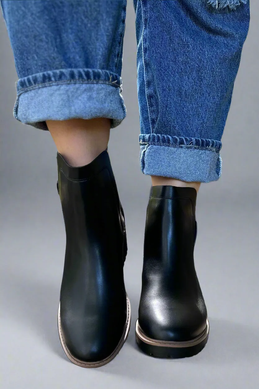 Wedge Heeled Chelsea Boot Black