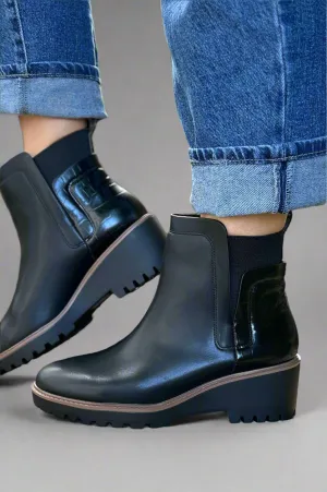Wedge Heeled Chelsea Boot Black