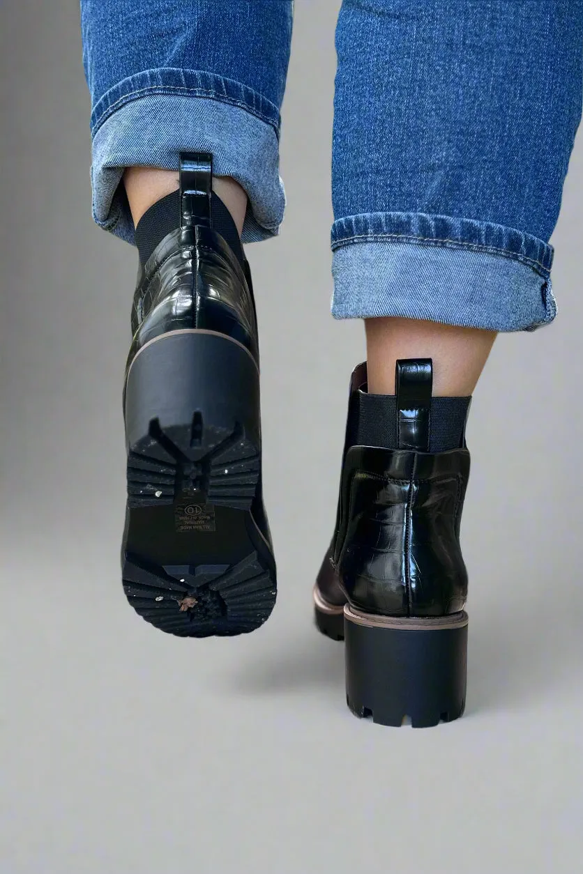 Wedge Heeled Chelsea Boot Black