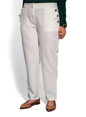 White Button Classic Pant