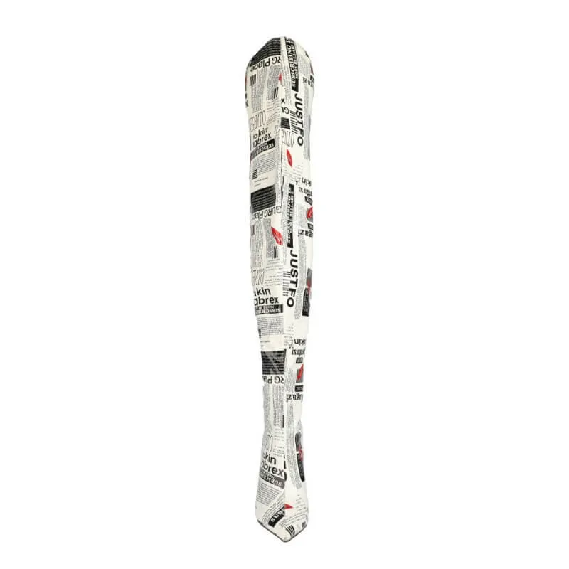 White Letter Print Pointed Toe High Heel Over Knee Boots