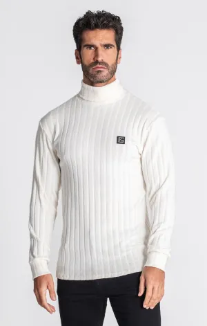 WHITE RIBBED TURTLENECK