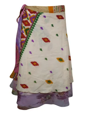 Women Wrap Skirt Off White Skirt,One size