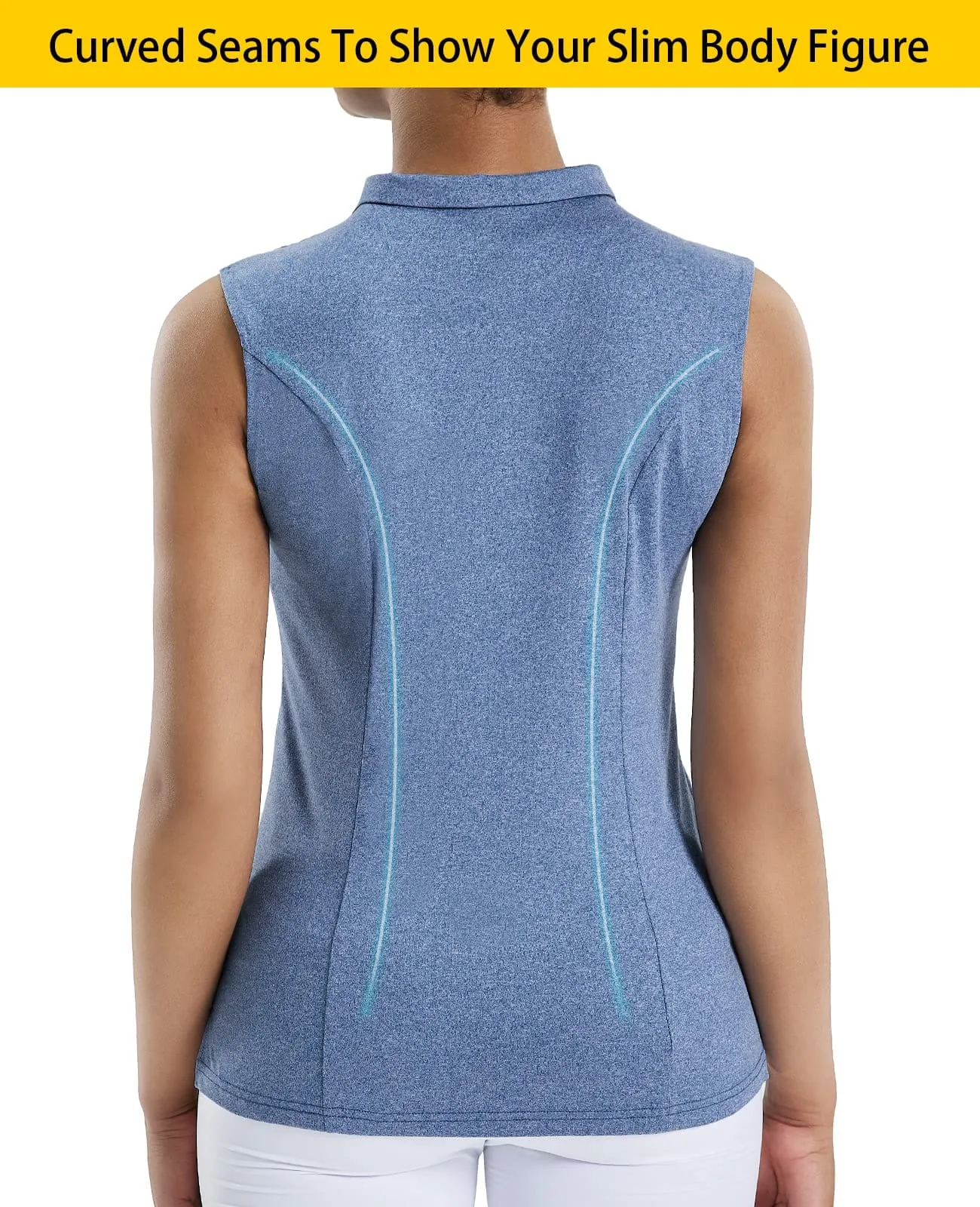 Women's Golf Polo Shirts Sleeveless V Neck Tennis Shirt