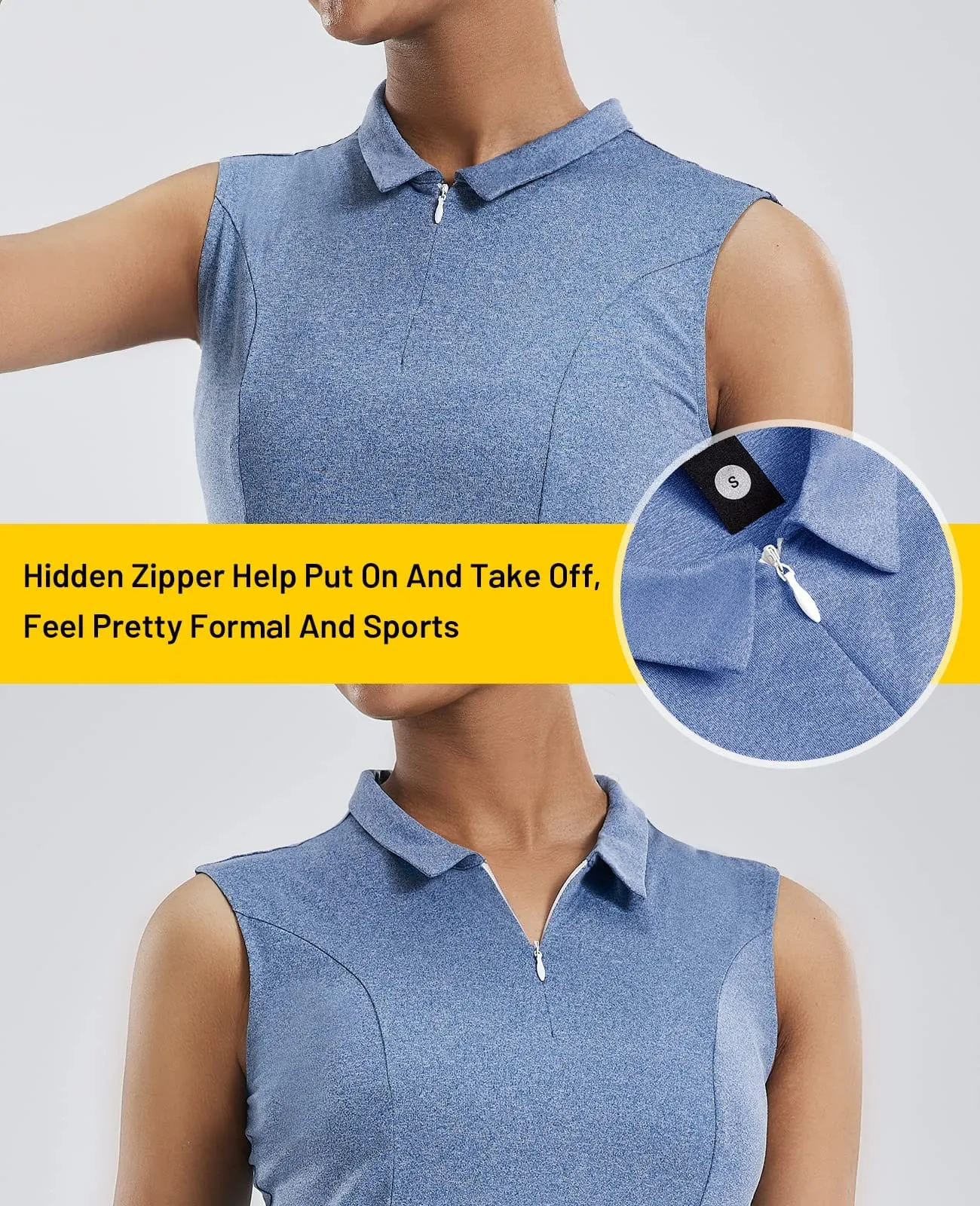Women's Golf Polo Shirts Sleeveless V Neck Tennis Shirt