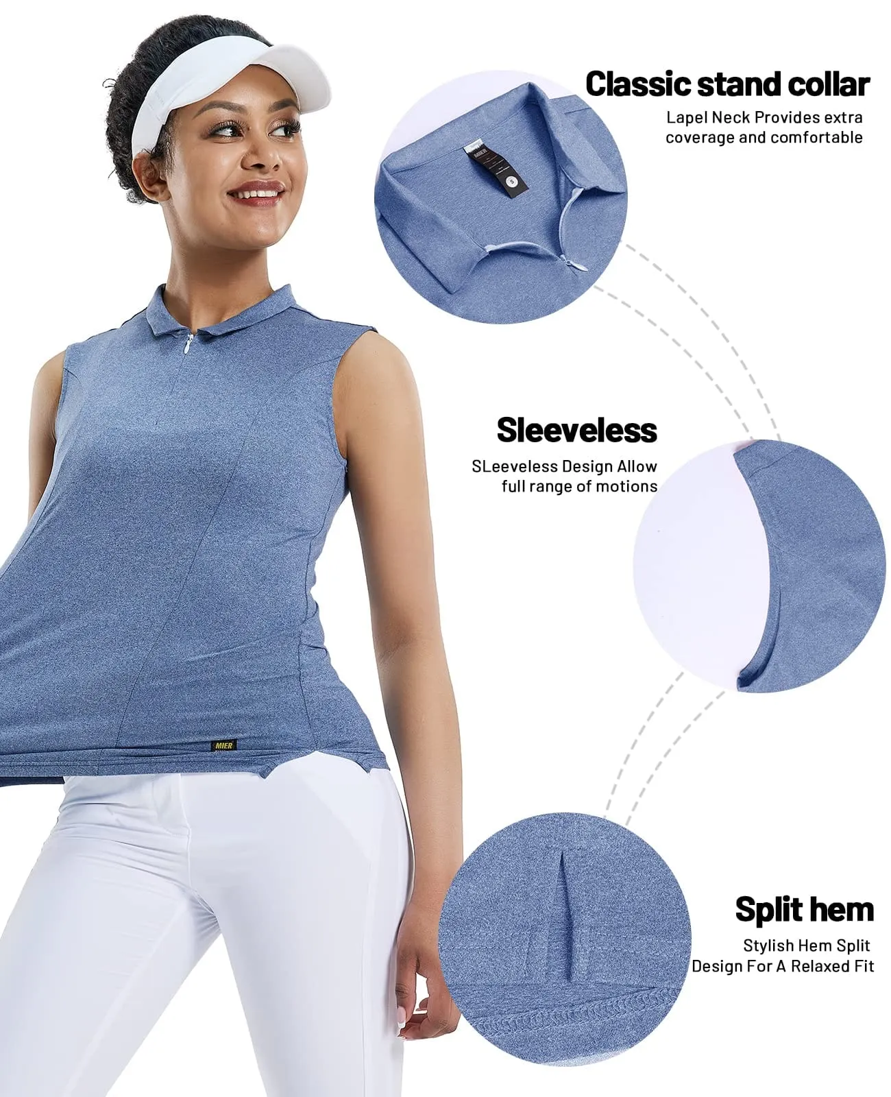 Women's Golf Polo Shirts Sleeveless V Neck Tennis Shirt